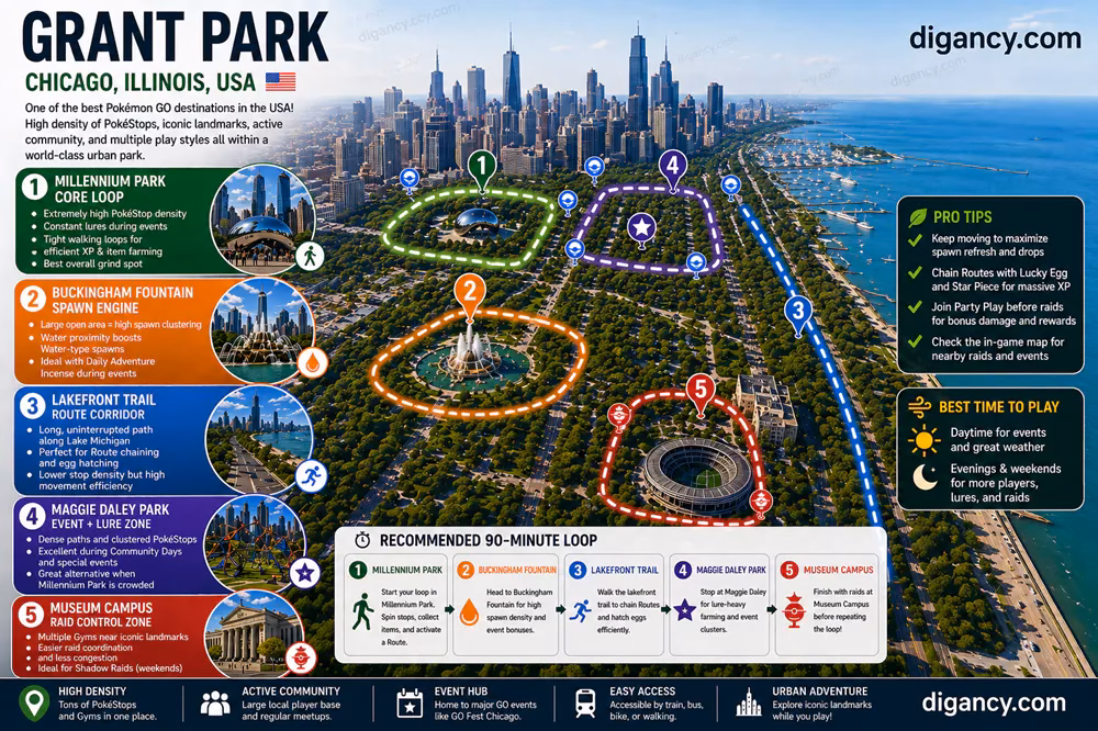 Grant Park Chicago Best Pokémon GO Spots