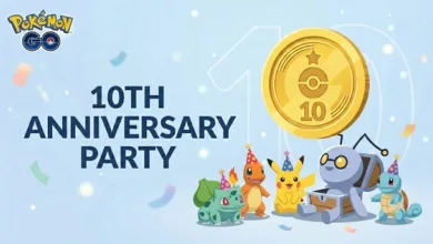 Pokémon GO 10th Anniversary Party 4 Pokémon GO 10th Anniversary Party image featuring the key Pokémon during the celebration