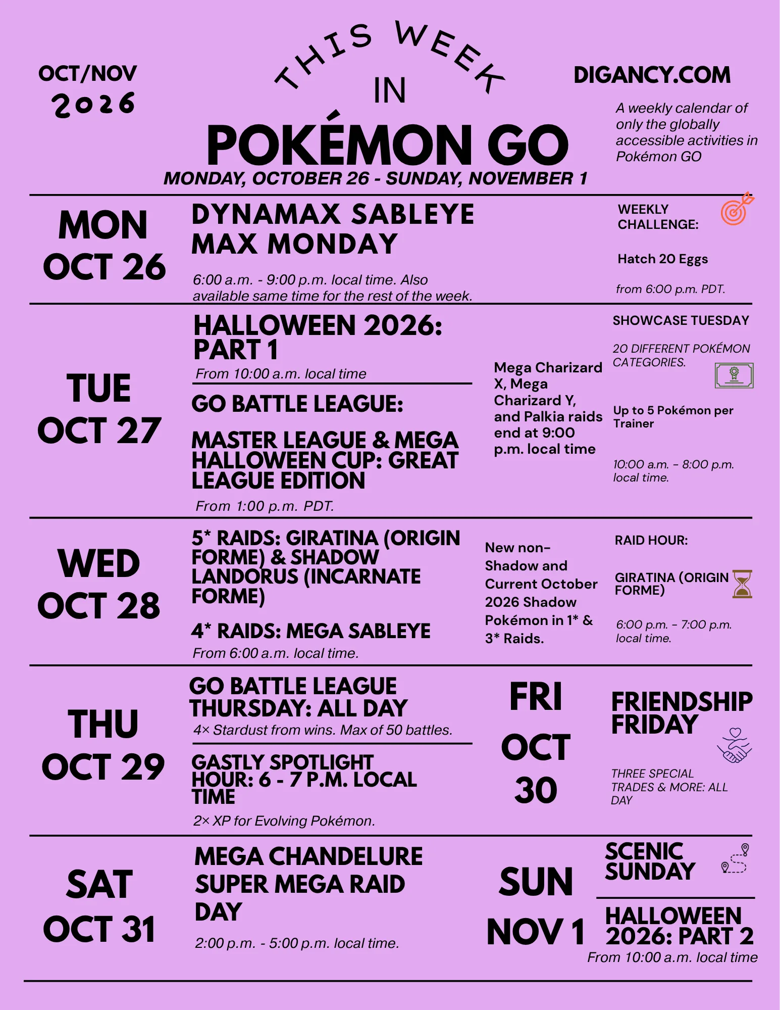 Pokémon GO Weekly Update (October 26, 2026)